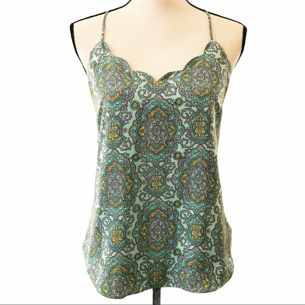 J. Crew Factory Scalloped Racerback paisley cami 2 Excellent condition